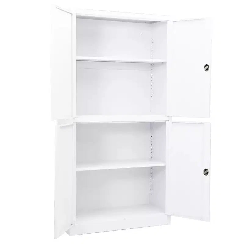 Meuble de Rangement en Métal avec Étagères pour Maison, Bureau - Acier Blanc