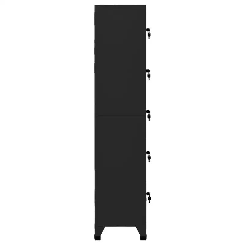 Armoire de rangement métallique – Moderne, verrouillable, ventilée, 5 compartiments et porte-étiquettes – Noir