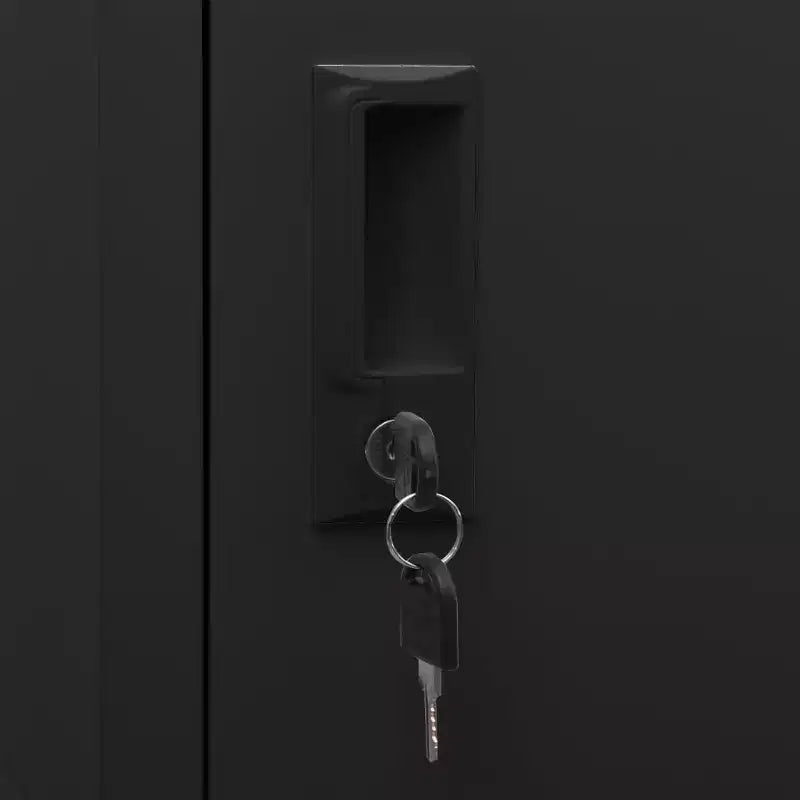 Armoire de rangement métallique – Moderne, verrouillable, ventilée, 5 compartiments et porte-étiquettes – Noir