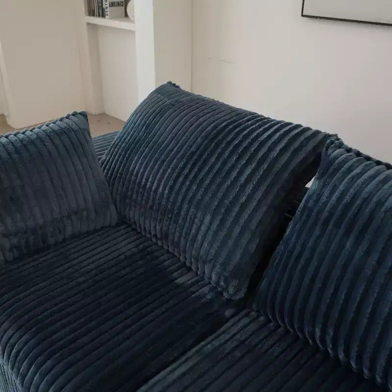 118.2 Canapé Nuage Bleu avec Ottoman, Tissu Velours Côtelé Canapés à Assise Profonde Conception double couche,Coussin Amovible Aucun assemblage