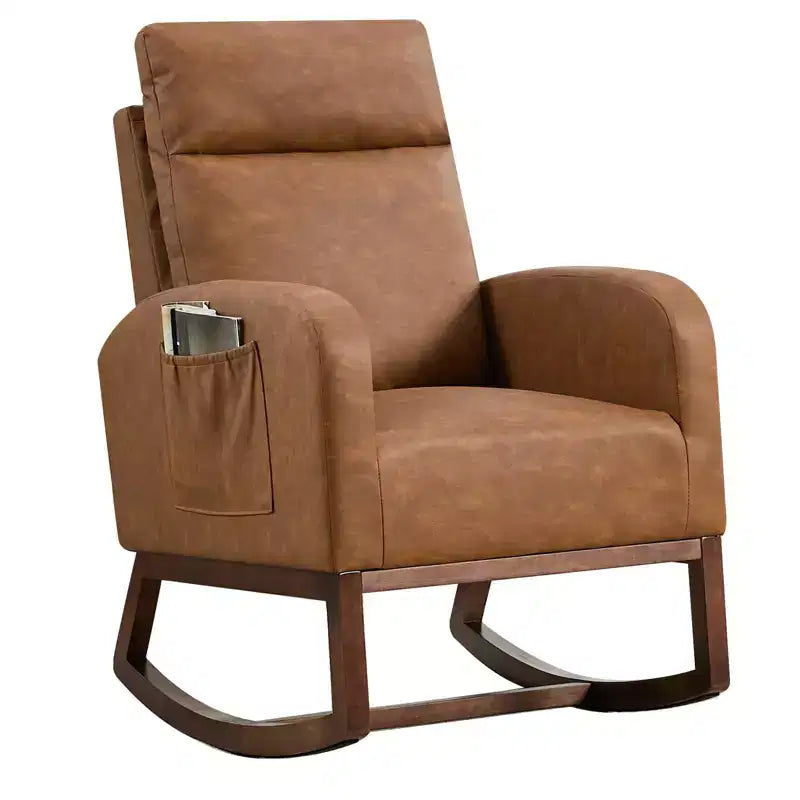 Fauteuils planeurs, Rocking chair moderne, Rocking chair planeur pour chambre de bébé, Fauteuil à bascule d'appoint capitonné à dossier haut avec poches latérales