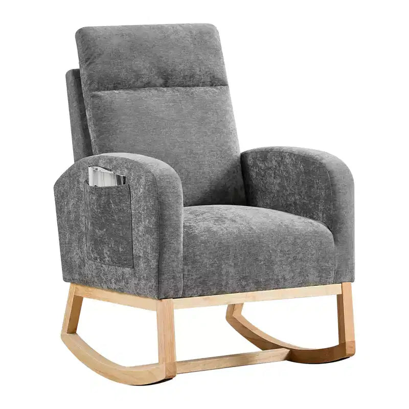 Fauteuils planeurs, Rocking chair moderne, Rocking chair planeur pour chambre de bébé, Fauteuil à bascule d'appoint capitonné à dossier haut avec poches latérales