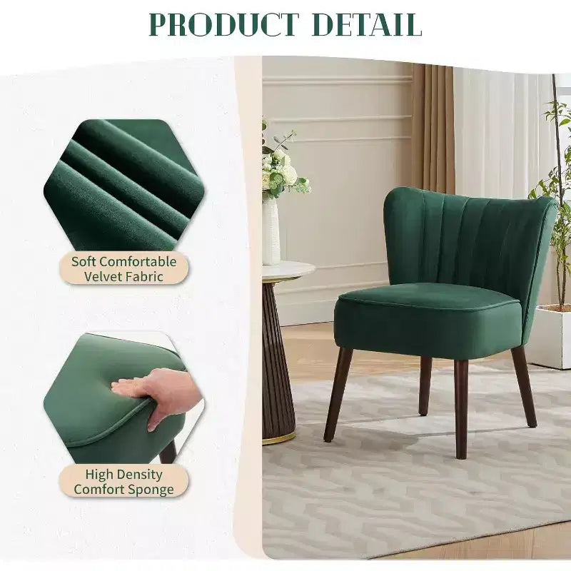 Fauteuil d'appoint en velours, fauteuil de salon moderne avec pieds en bois, fauteuil à oreilles supportant jusqu'à 136 kg, fauteuil de lecture confortable pour chambre, salon, bureau