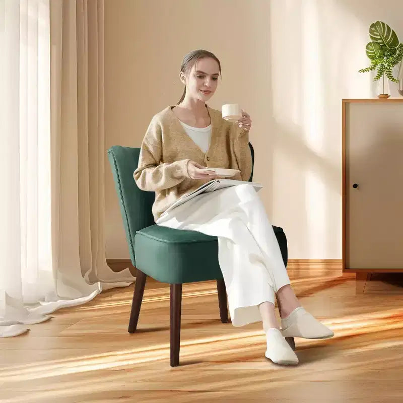 Fauteuil d'appoint en velours, fauteuil de salon moderne avec pieds en bois, fauteuil à oreilles supportant jusqu'à 136 kg, fauteuil de lecture confortable pour chambre, salon, bureau