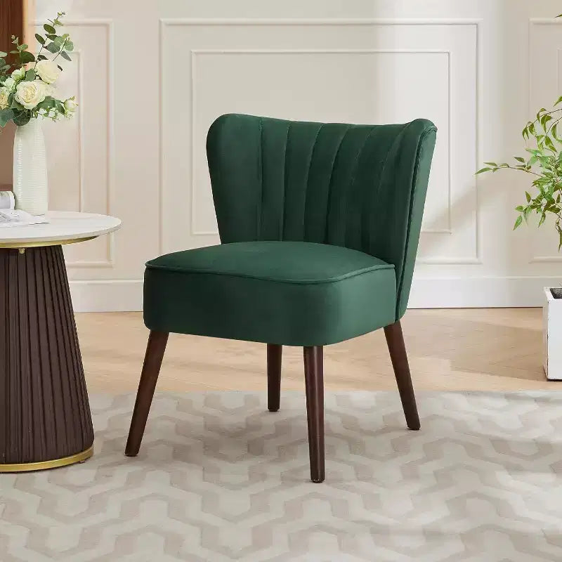 Fauteuil d'appoint en velours, fauteuil de salon moderne avec pieds en bois, fauteuil à oreilles supportant jusqu'à 136 kg, fauteuil de lecture confortable pour chambre, salon, bureau