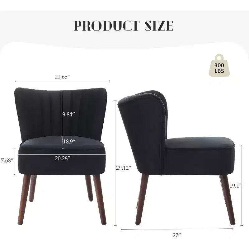 Fauteuil d'appoint en velours, fauteuil de salon moderne avec pieds en bois, fauteuil à oreilles supportant jusqu'à 136 kg, fauteuil de lecture confortable pour chambre, salon, bureau