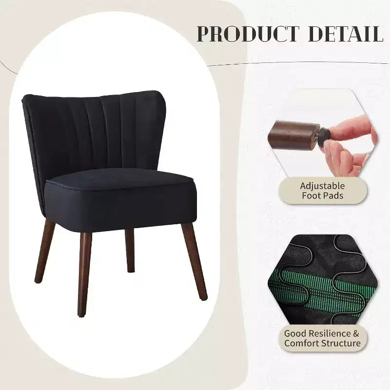 Fauteuil d'appoint en velours, fauteuil de salon moderne avec pieds en bois, fauteuil à oreilles supportant jusqu'à 136 kg, fauteuil de lecture confortable pour chambre, salon, bureau