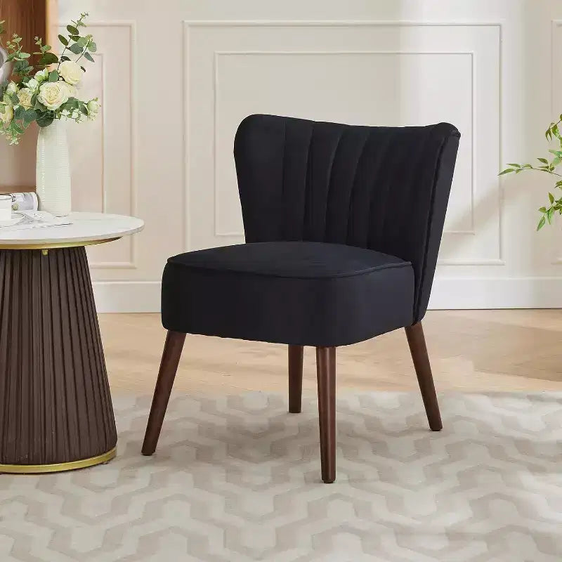 Fauteuil d'appoint en velours, fauteuil de salon moderne avec pieds en bois, fauteuil à oreilles supportant jusqu'à 136 kg, fauteuil de lecture confortable pour chambre, salon, bureau