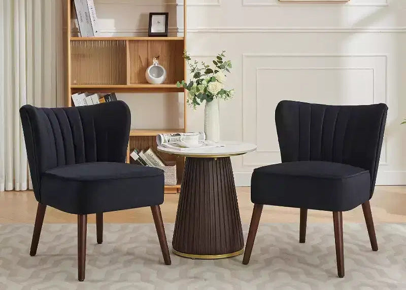 Velvet Accent Chair, Modern Lounge Chair with Wood Legs, 300Lb Capacity Wingback Chair, Comfortable Reading Chair for Bedroom, Living Room, Office