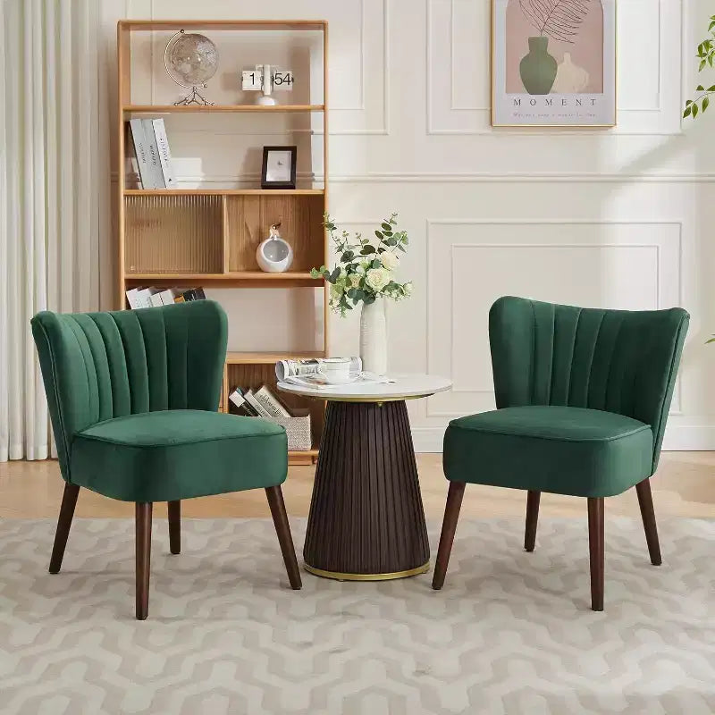 Fauteuil d'appoint en velours, fauteuil de salon moderne avec pieds en bois, fauteuil à oreilles supportant jusqu'à 136 kg, fauteuil de lecture confortable pour chambre, salon, bureau