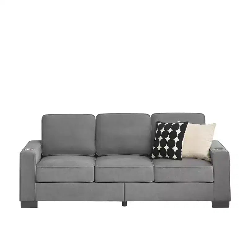 Canapé moderne en tissu "Snowfleece" de 83,86 pouces avec 3 places pour Salon, Chambre, Bureau, Gris