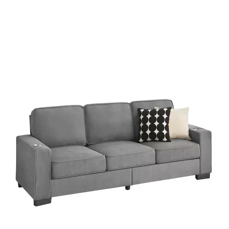 Canapé moderne en tissu "Snowfleece" de 83,86 pouces avec 3 places pour Salon, Chambre, Bureau, Gris