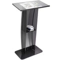 VEVOR Acrylic Podium, 47 Acrylic Podium Stand with Wide Reading Surface & Storage Shelf, Floor-standing Clear Pulpits Acrylic, Black