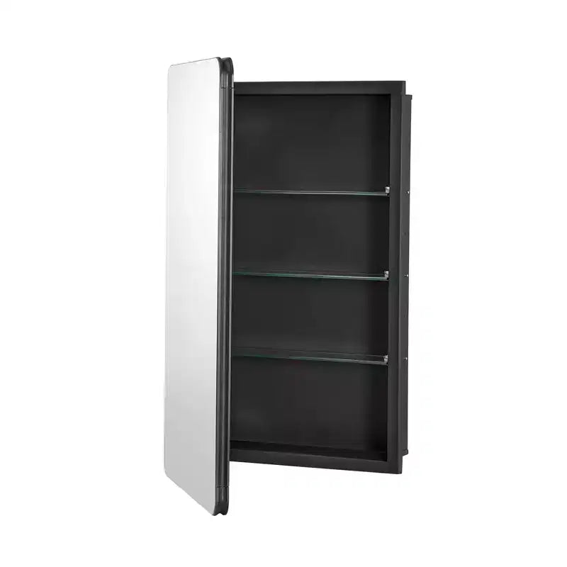 VEVOR Medicine Cabinet, 16 x 24 inch, Aluminum Frame Bathroom Wall Cabinet, 2-layer Adjustable Shelves, Black