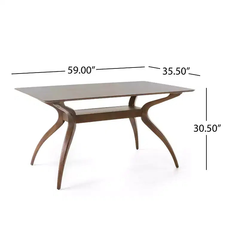 Ensemble de salle à manger 5 pièces en bois et tissu, style Mid-Century Modern