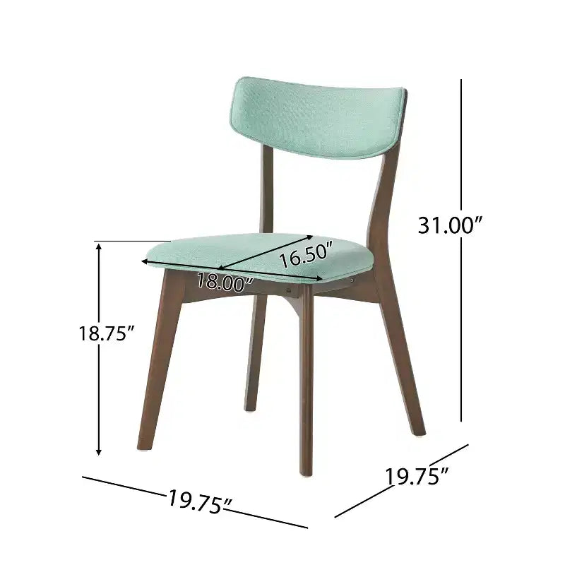 Ensemble de salle à manger 5 pièces en bois et tissu, style Mid-Century Modern