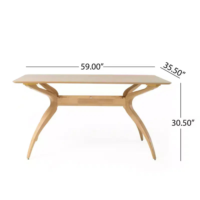 Ensemble de salle à manger 5 pièces en bois et tissu, style Mid-Century Modern