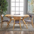 GDFStudio Megann Mid-Century Modern Wood Fabric Upholstered 5 Piece Dining Set