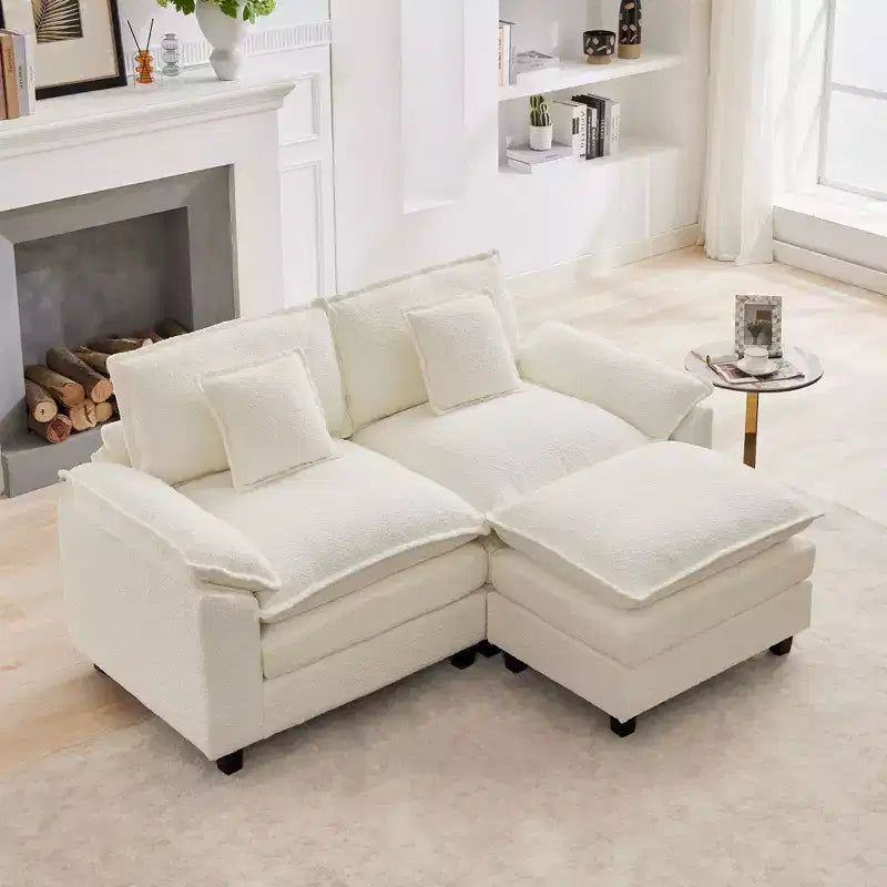 HYLEORY 74.8 in. Chenille Fabric 3 seat Sectional Sofa with Ottoman
