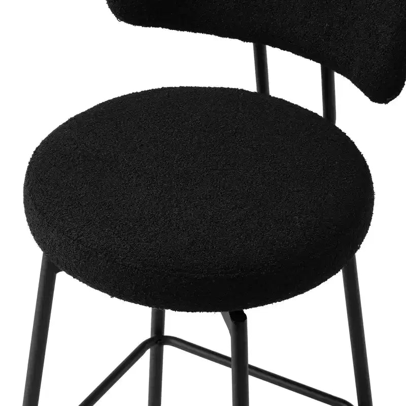 Tabourets de bar modernes à hauteur de comptoir en tissu imitation peau de mouton avec dossier (lot de 2)