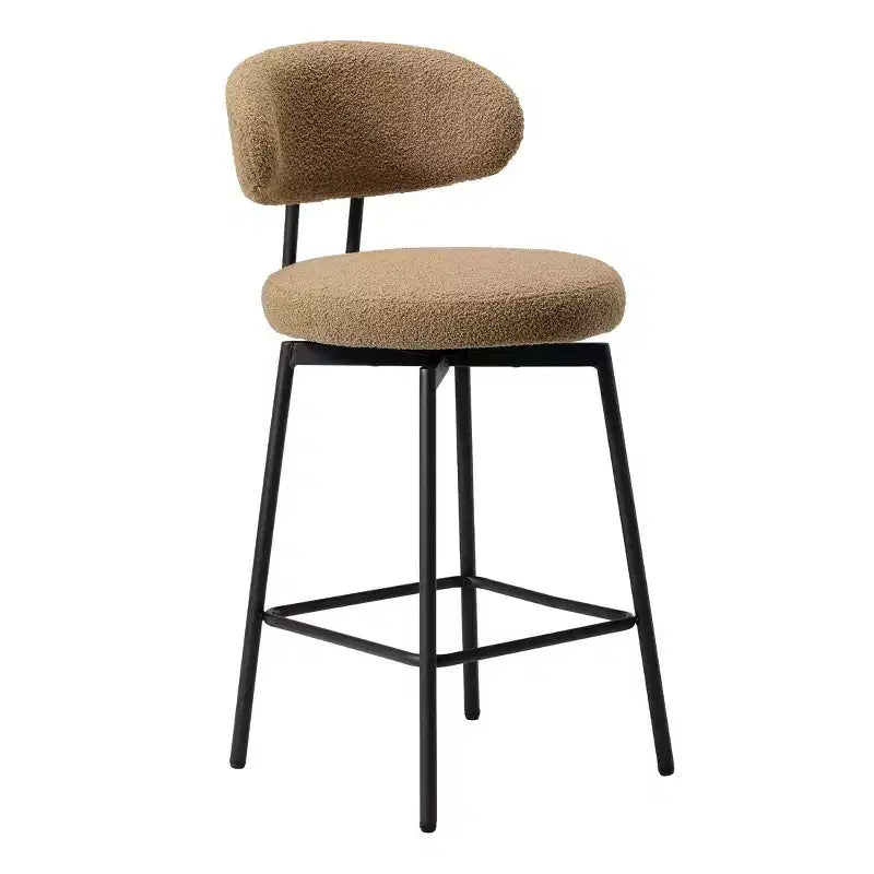 Tabourets de bar modernes à hauteur de comptoir en tissu imitation peau de mouton avec dossier (lot de 2)