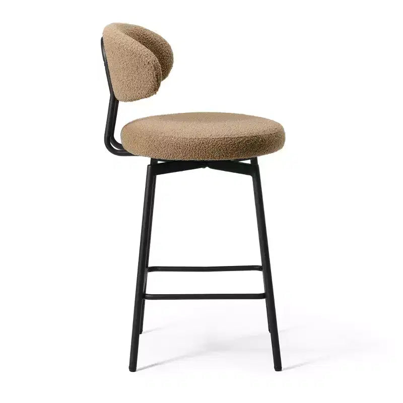 Tabourets de bar modernes à hauteur de comptoir en tissu imitation peau de mouton avec dossier (lot de 2)