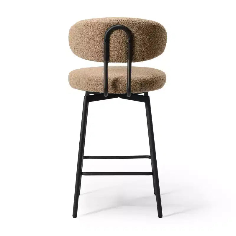 Tabourets de bar modernes à hauteur de comptoir en tissu imitation peau de mouton avec dossier (lot de 2)