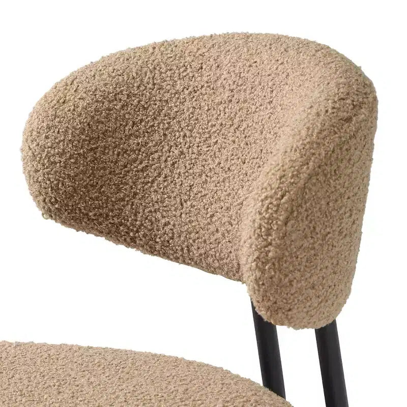 Tabourets de bar modernes à hauteur de comptoir en tissu imitation peau de mouton avec dossier (lot de 2)