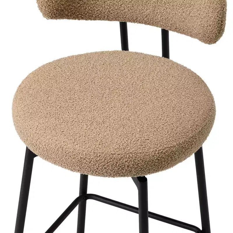 Tabourets de bar modernes à hauteur de comptoir en tissu imitation peau de mouton avec dossier (lot de 2)