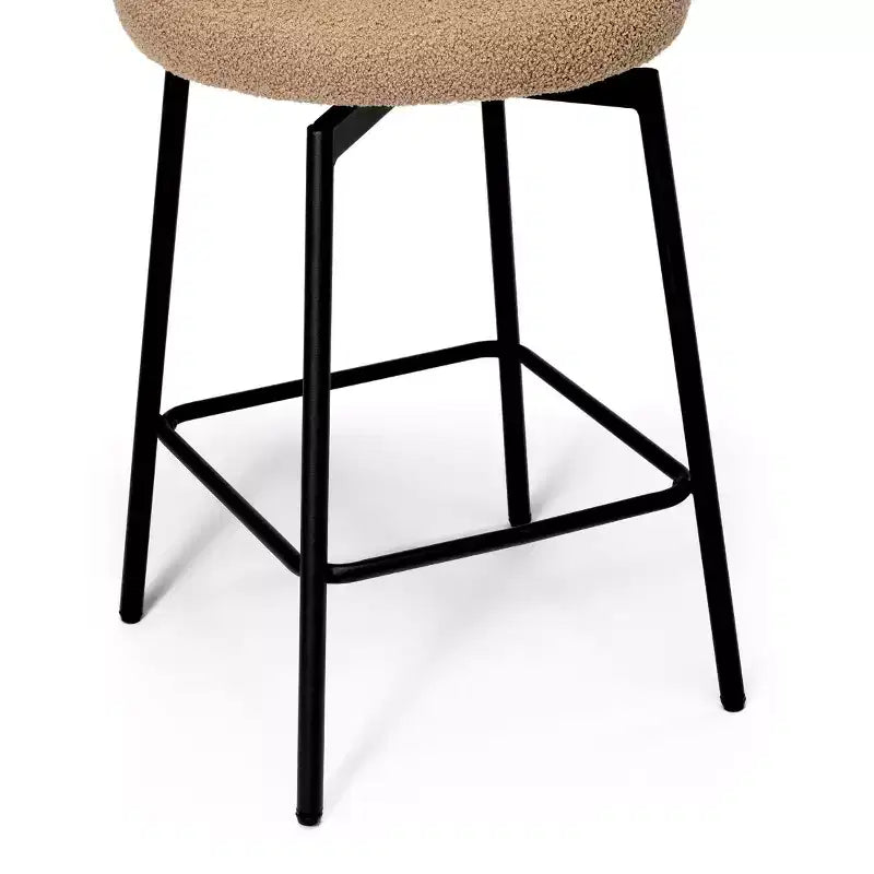 Tabourets de bar modernes à hauteur de comptoir en tissu imitation peau de mouton avec dossier (lot de 2)