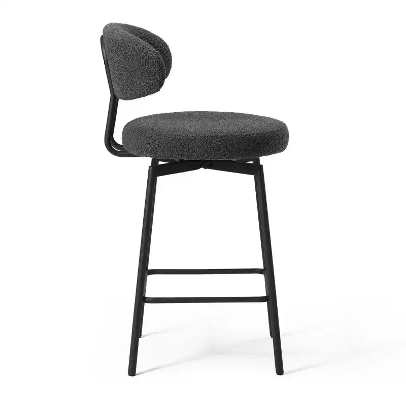 Tabourets de bar modernes à hauteur de comptoir en tissu imitation peau de mouton avec dossier (lot de 2)