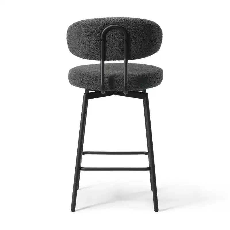 Tabourets de bar modernes à hauteur de comptoir en tissu imitation peau de mouton avec dossier (lot de 2)