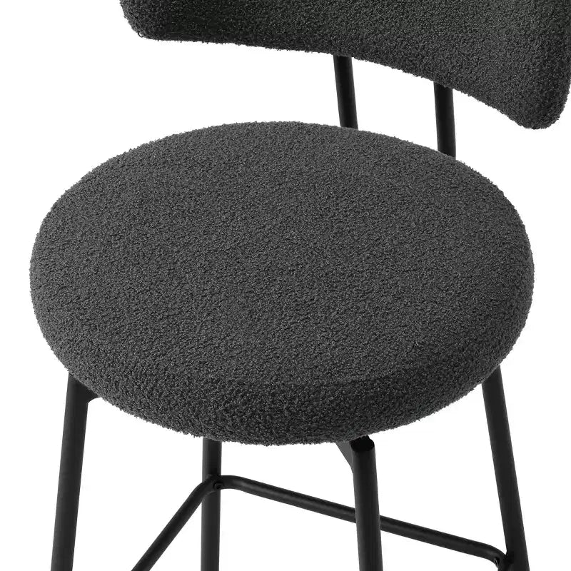 Tabourets de bar modernes à hauteur de comptoir en tissu imitation peau de mouton avec dossier (lot de 2)