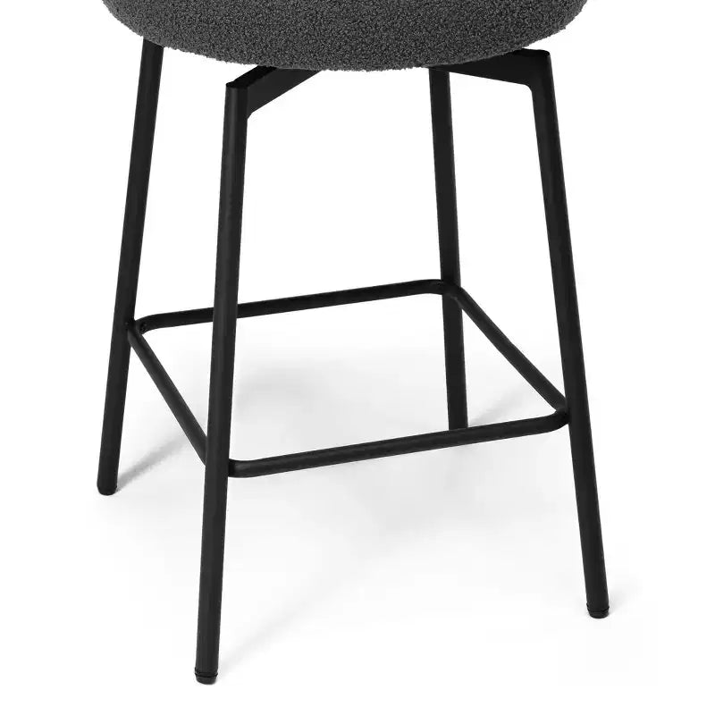 Tabourets de bar modernes à hauteur de comptoir en tissu imitation peau de mouton avec dossier (lot de 2)