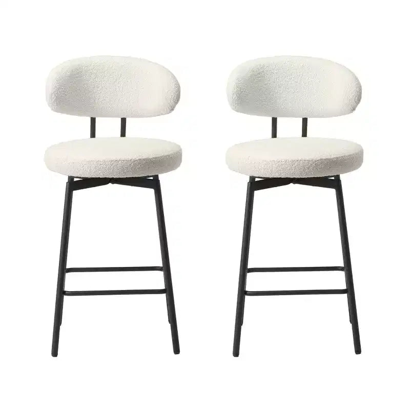 Tabourets de bar modernes à hauteur de comptoir en tissu imitation peau de mouton avec dossier (lot de 2)