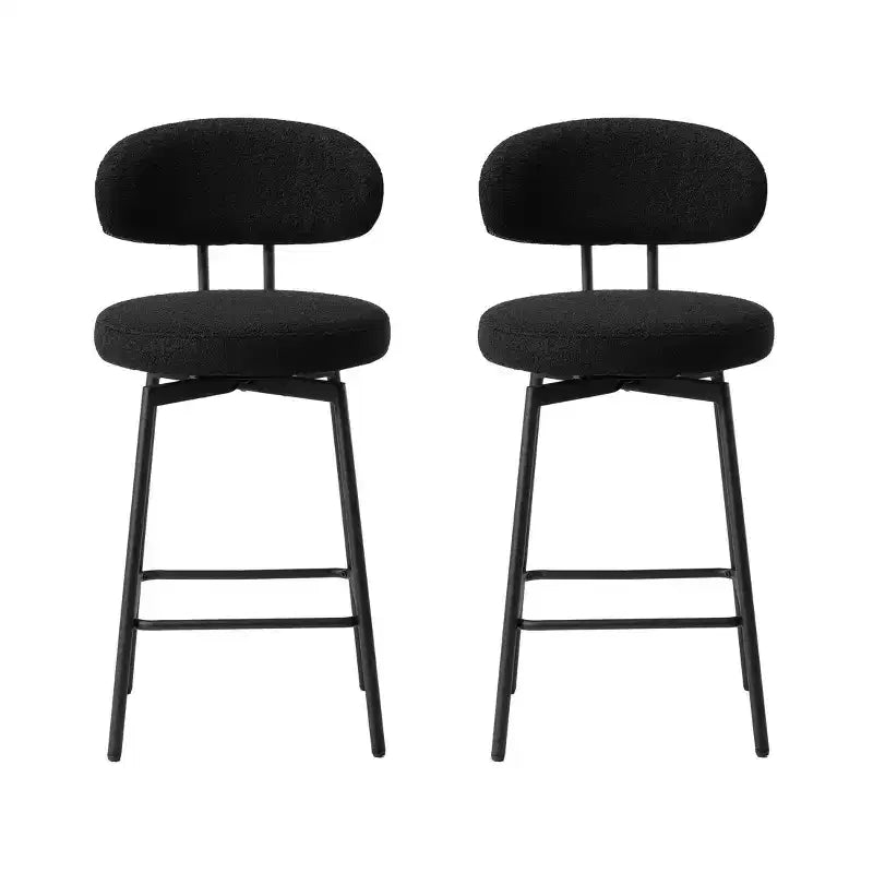 Tabourets de bar modernes à hauteur de comptoir en tissu imitation peau de mouton avec dossier (lot de 2)