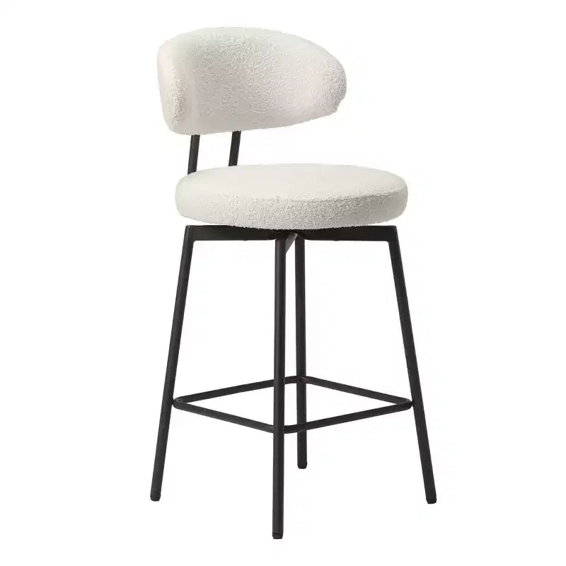 Tabourets de bar modernes à hauteur de comptoir en tissu imitation peau de mouton avec dossier (lot de 2)
