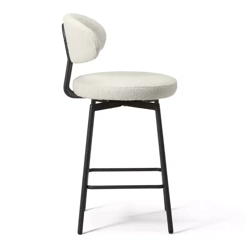 Tabourets de bar modernes à hauteur de comptoir en tissu imitation peau de mouton avec dossier (lot de 2)