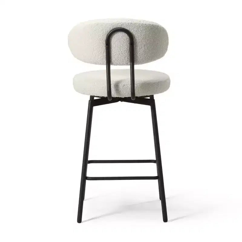 Tabourets de bar modernes à hauteur de comptoir en tissu imitation peau de mouton avec dossier (lot de 2)