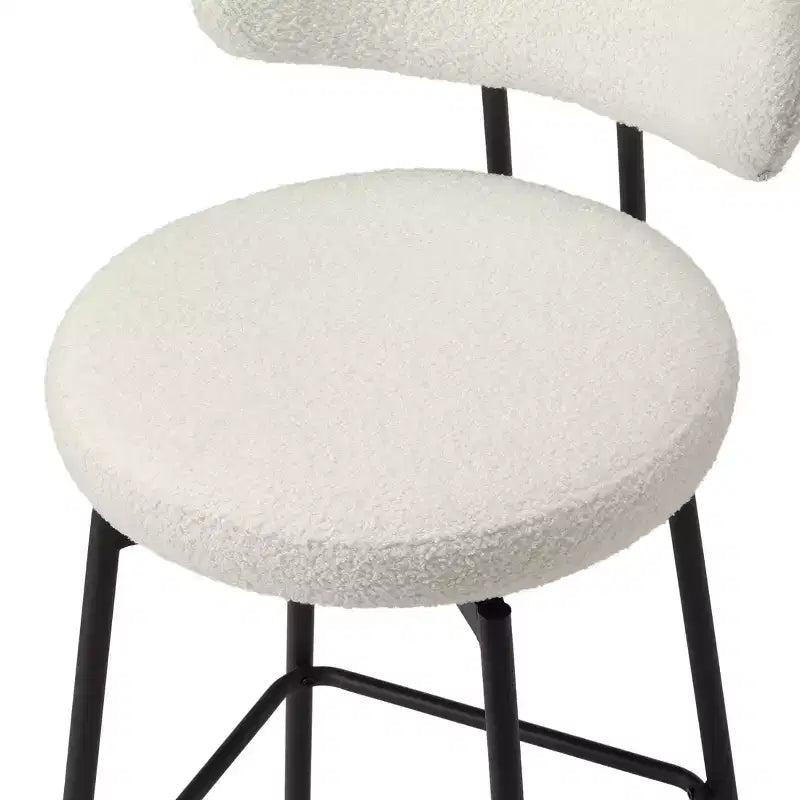 Tabourets de bar modernes à hauteur de comptoir en tissu imitation peau de mouton avec dossier (lot de 2)