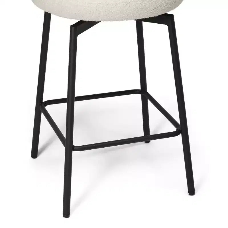 Tabourets de bar modernes à hauteur de comptoir en tissu imitation peau de mouton avec dossier (lot de 2)