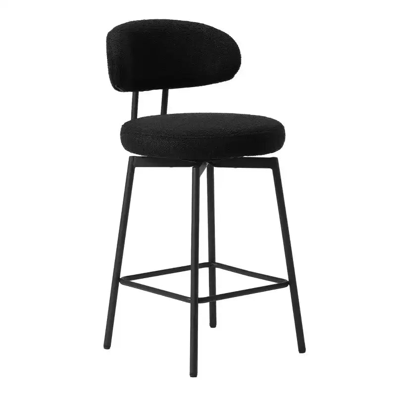 Tabourets de bar modernes à hauteur de comptoir en tissu imitation peau de mouton avec dossier (lot de 2)