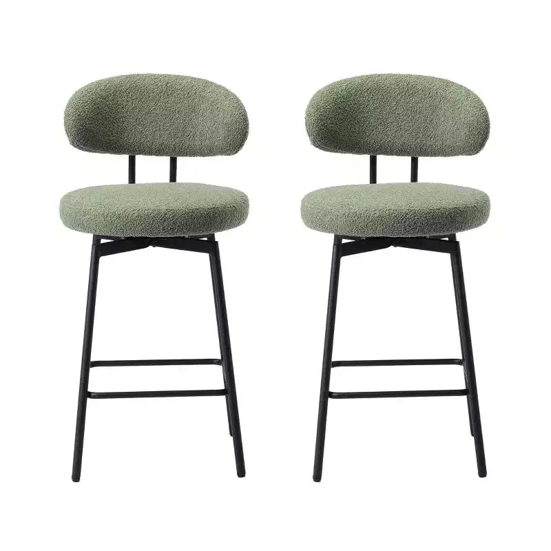 Tabourets de bar modernes à hauteur de comptoir en tissu imitation peau de mouton avec dossier (lot de 2)