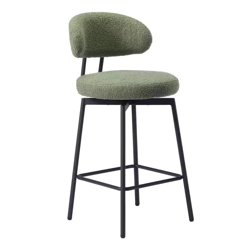 Tabourets de bar modernes à hauteur de comptoir en tissu imitation peau de mouton avec dossier (lot de 2)