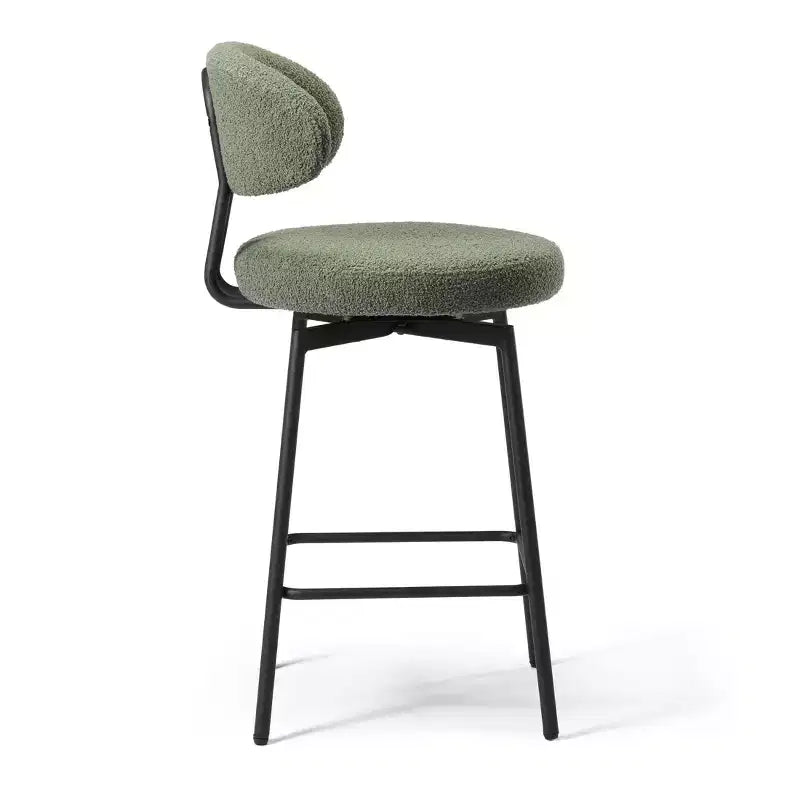 Tabourets de bar modernes à hauteur de comptoir en tissu imitation peau de mouton avec dossier (lot de 2)