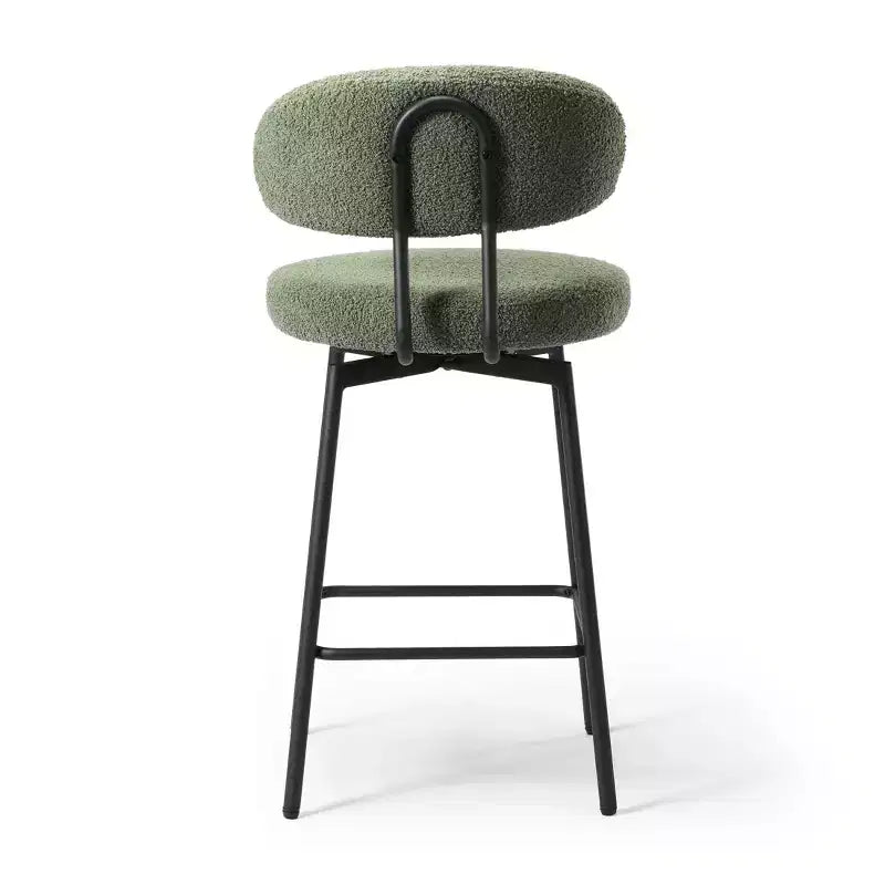 Tabourets de bar modernes à hauteur de comptoir en tissu imitation peau de mouton avec dossier (lot de 2)