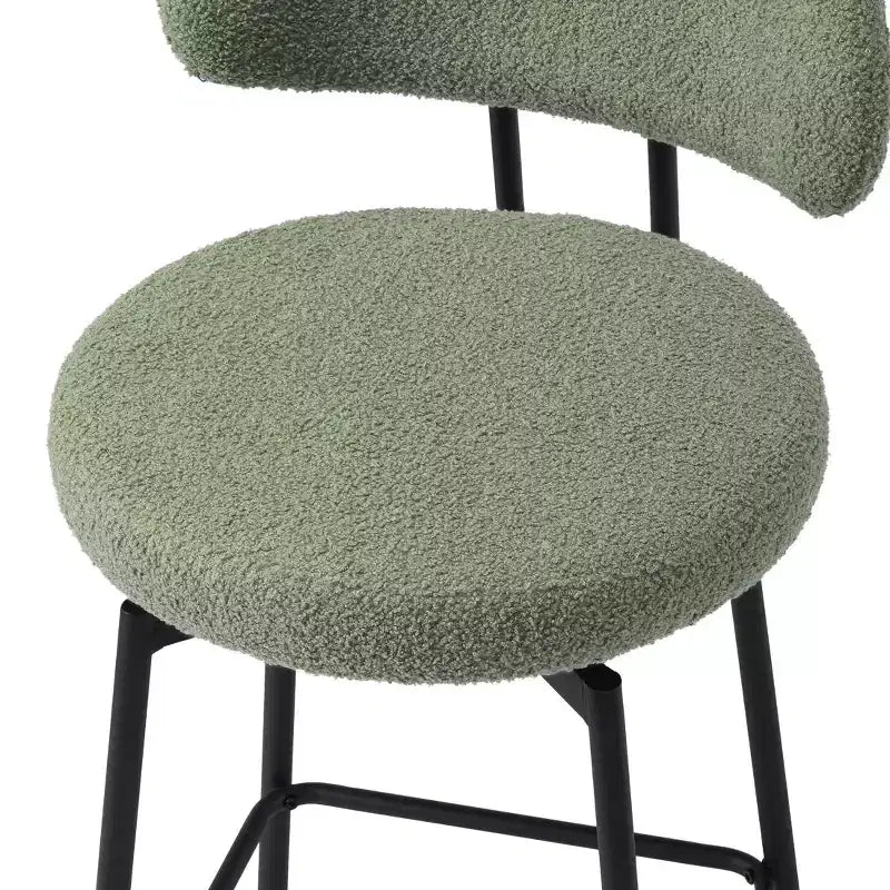Tabourets de bar modernes à hauteur de comptoir en tissu imitation peau de mouton avec dossier (lot de 2)