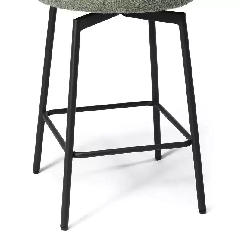 Tabourets de bar modernes à hauteur de comptoir en tissu imitation peau de mouton avec dossier (lot de 2)