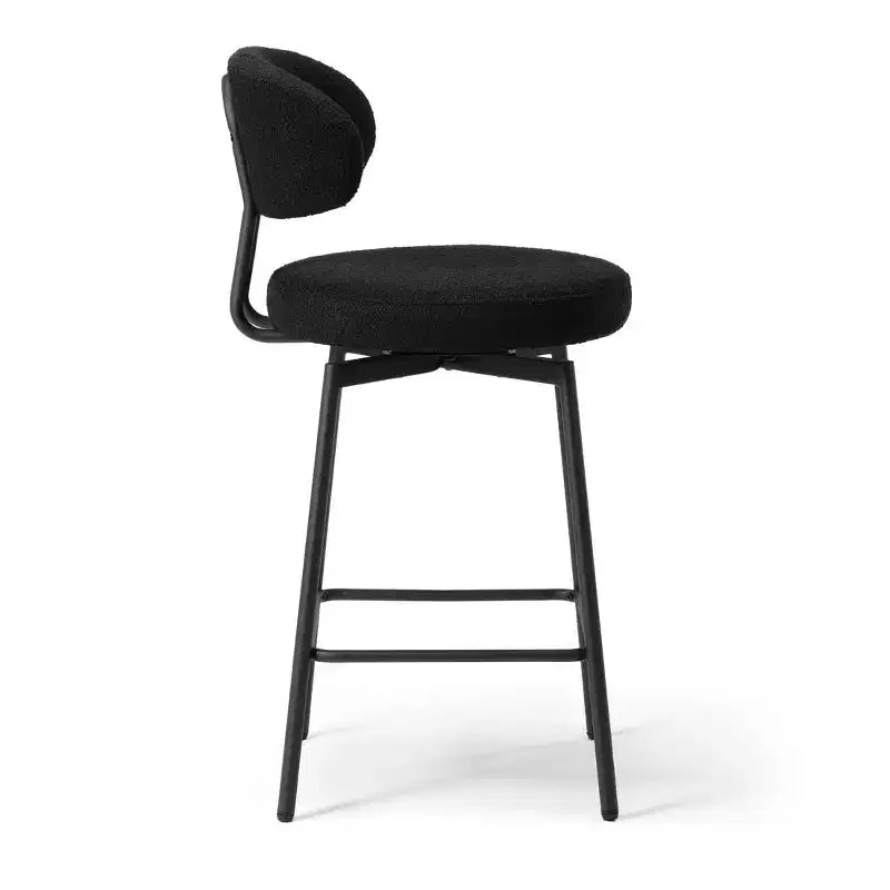 Tabourets de bar modernes à hauteur de comptoir en tissu imitation peau de mouton avec dossier (lot de 2)