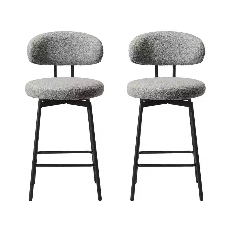 Tabourets de bar modernes à hauteur de comptoir en tissu imitation peau de mouton avec dossier (lot de 2)